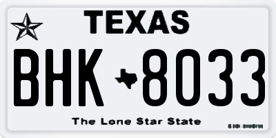 TX license plate BHK8033