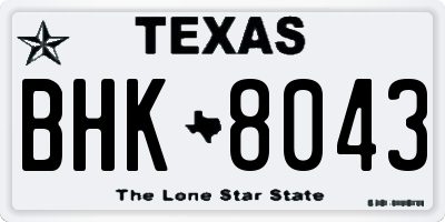 TX license plate BHK8043