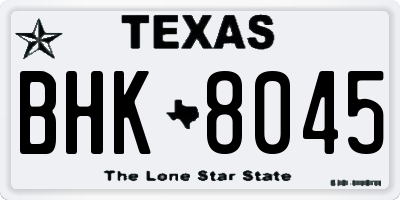 TX license plate BHK8045