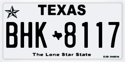 TX license plate BHK8117