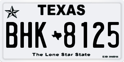 TX license plate BHK8125