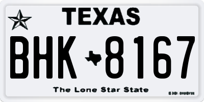 TX license plate BHK8167