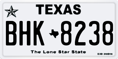 TX license plate BHK8238