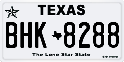 TX license plate BHK8288