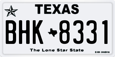 TX license plate BHK8331