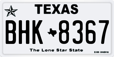 TX license plate BHK8367