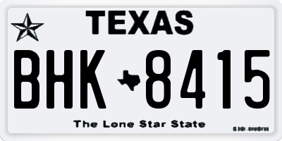 TX license plate BHK8415