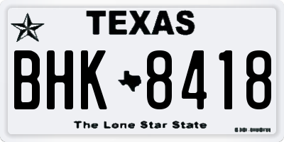 TX license plate BHK8418