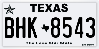 TX license plate BHK8543
