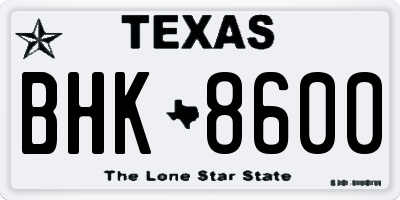 TX license plate BHK8600