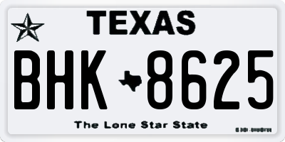 TX license plate BHK8625