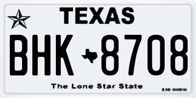 TX license plate BHK8708
