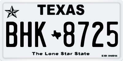 TX license plate BHK8725
