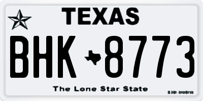 TX license plate BHK8773