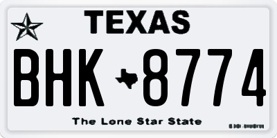 TX license plate BHK8774