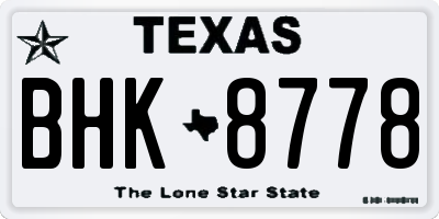 TX license plate BHK8778