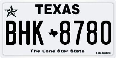 TX license plate BHK8780