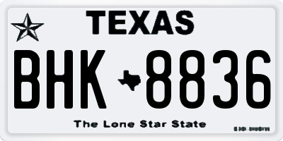 TX license plate BHK8836