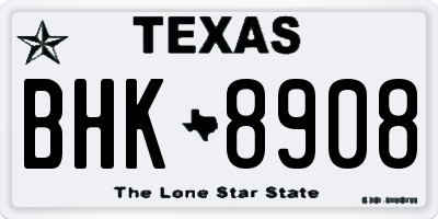 TX license plate BHK8908