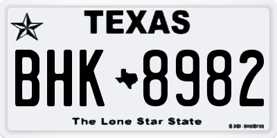 TX license plate BHK8982