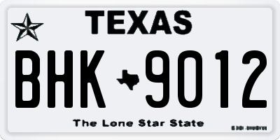 TX license plate BHK9012