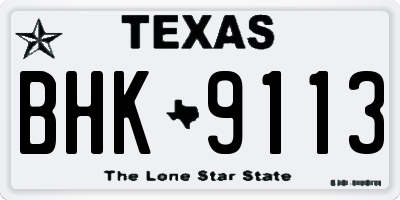 TX license plate BHK9113
