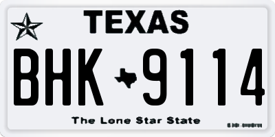 TX license plate BHK9114