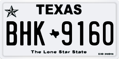 TX license plate BHK9160