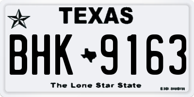 TX license plate BHK9163