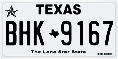 TX license plate BHK9167