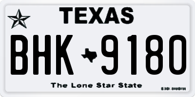 TX license plate BHK9180
