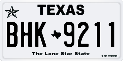 TX license plate BHK9211
