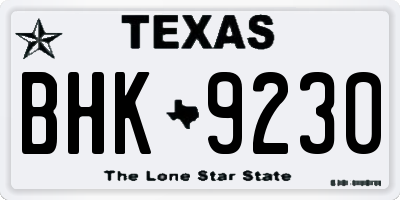 TX license plate BHK9230