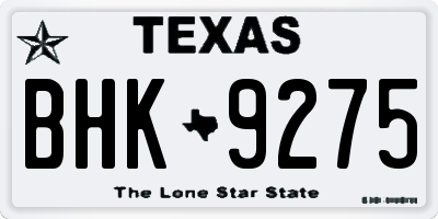 TX license plate BHK9275