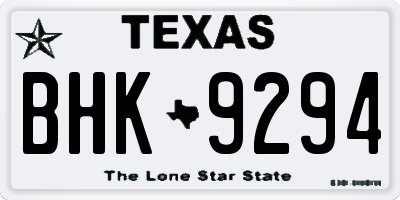 TX license plate BHK9294