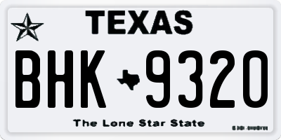 TX license plate BHK9320