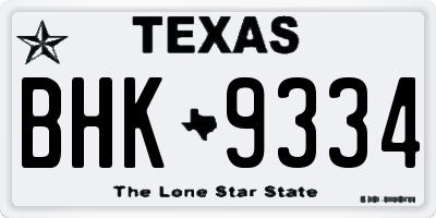 TX license plate BHK9334