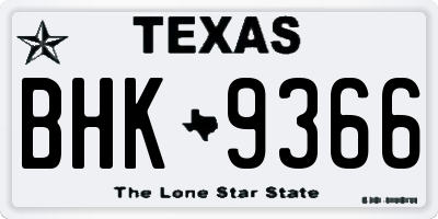 TX license plate BHK9366
