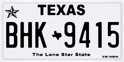 TX license plate BHK9415