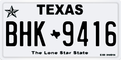 TX license plate BHK9416