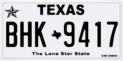 TX license plate BHK9417