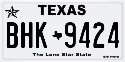 TX license plate BHK9424