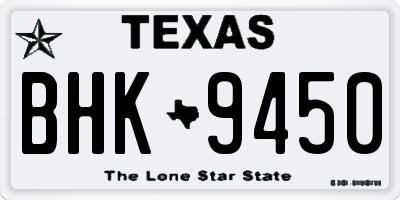 TX license plate BHK9450