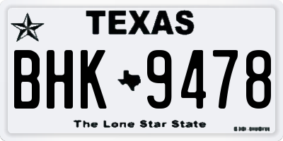 TX license plate BHK9478