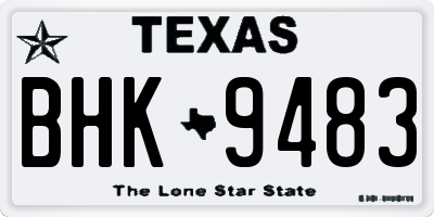 TX license plate BHK9483
