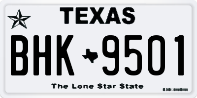 TX license plate BHK9501