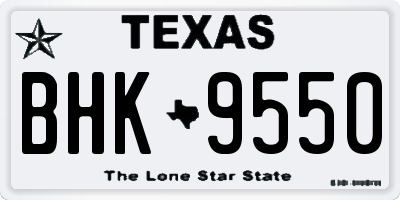 TX license plate BHK9550