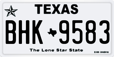 TX license plate BHK9583