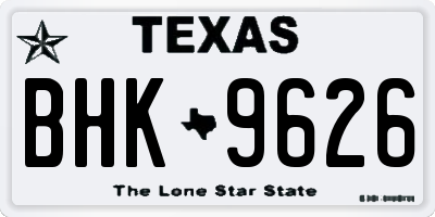 TX license plate BHK9626