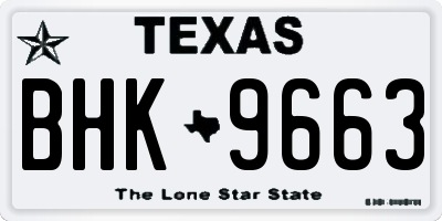 TX license plate BHK9663